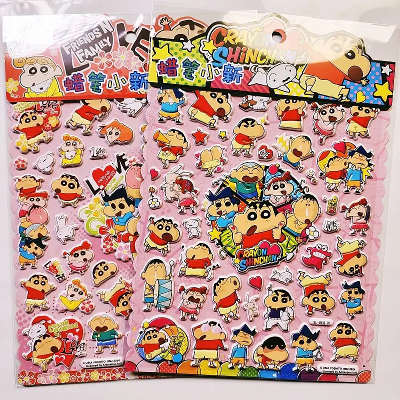 Crayon Shin-chan-pegatinas para niños, pegatinas de burbujas 3D de dibujos animados grandes de Anime, juguetes, tazas de agua, pegatinas para equipaje y portátil, regalos
