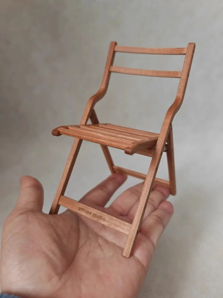 1/6 Doll House Model Furniture Accessories Solid Wood Folding Backrest Chair Bjd Blyth Soldier Lol Miniatures Scene Props Sofa