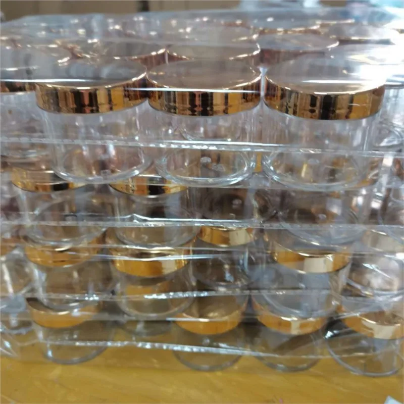 20/50/100 sztuk złota pokrywka przezroczyste puste butelki wielokrotnego użytku 10/30/60ML pojemniki podróżne do makijażu słoik kosmetyczny na proszek akrylowy brokat