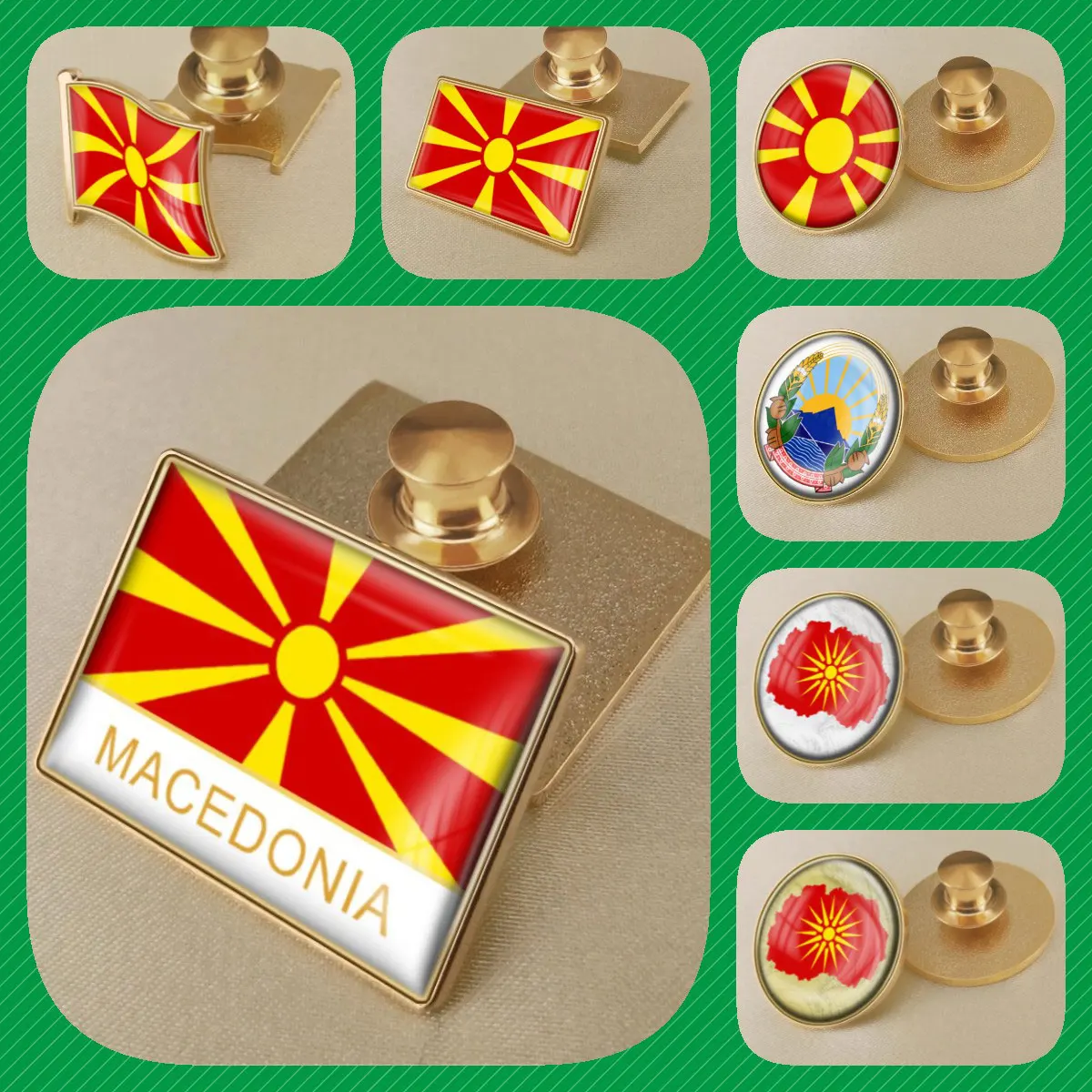 Macedonia Macedonia Macedonia mappa bandiera emblema nazionale spille distintivi spille da bavero