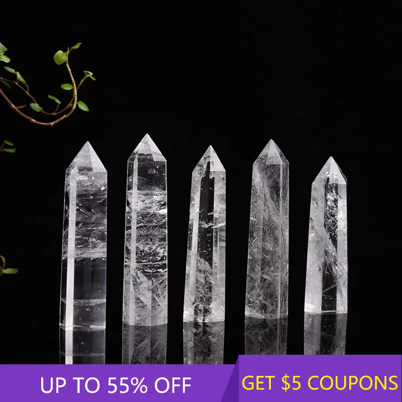 

30-70mm Natural White Clear Quartz Crystal Point Wand Healing Hexagonal Obelisk Treatment Stone Ore Ornament Decor Craft Gift