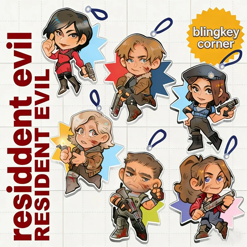 Resident Evil Acrylic Keychains – Leon，Kennedy, Jill Valentine, Chris Redfield, Claire, Ada Wong | RE2 RE4 Game Phone Charm Gift