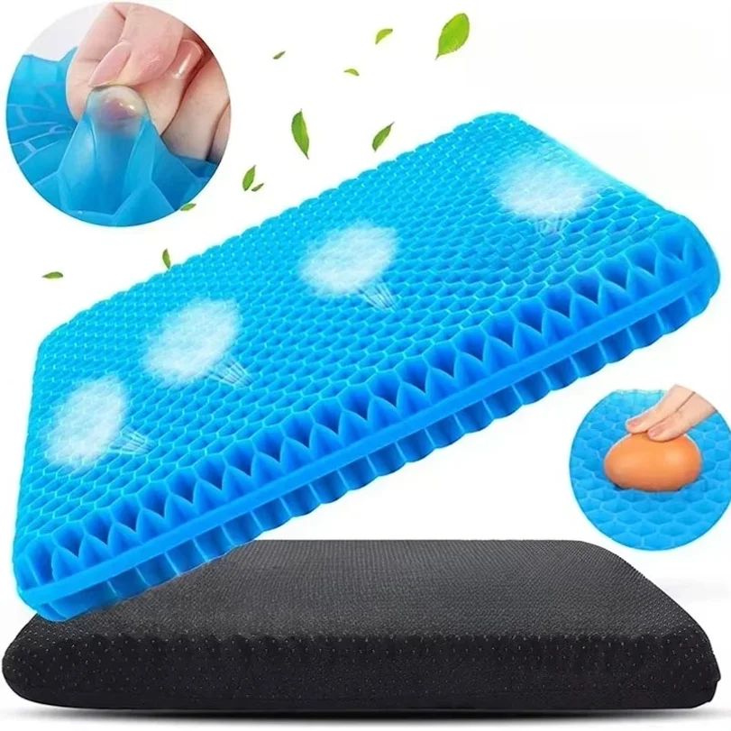 Gel Seat Cushion Double Thick Egg Gel Summer Cushion for Pressure Relief Breathable Chair Pad Car Seat Office Chair Soft Cushion