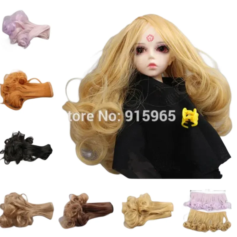 15cm Brown Flaxen Coffe  Light Gold Color Rinka Haircut Curl Wig Hair for 1/3 1/4 BJD Diy