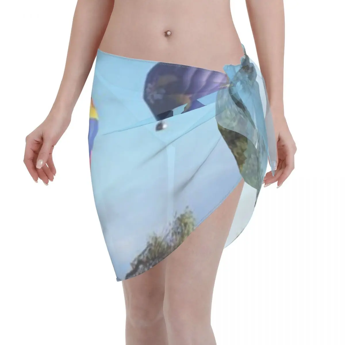 Promotion Hot Air Balloon Scene Women's Beach Wrap SkirtSeaside Souvenir Shopping Open Front Wrap