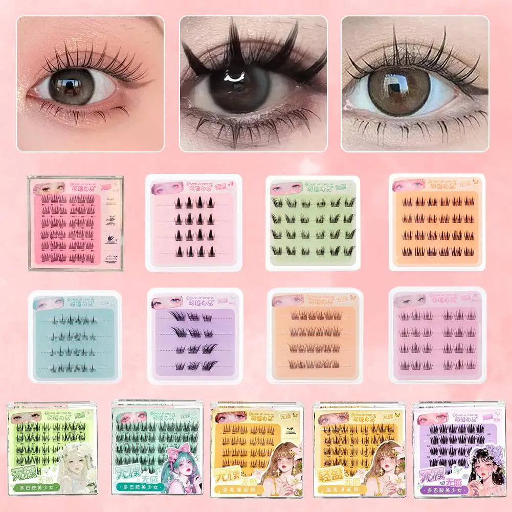 Faux-cils Manga naturels sans colle, outil de maquillage pour les yeux de fille coréenne, Extensions de cils DIY S9P6