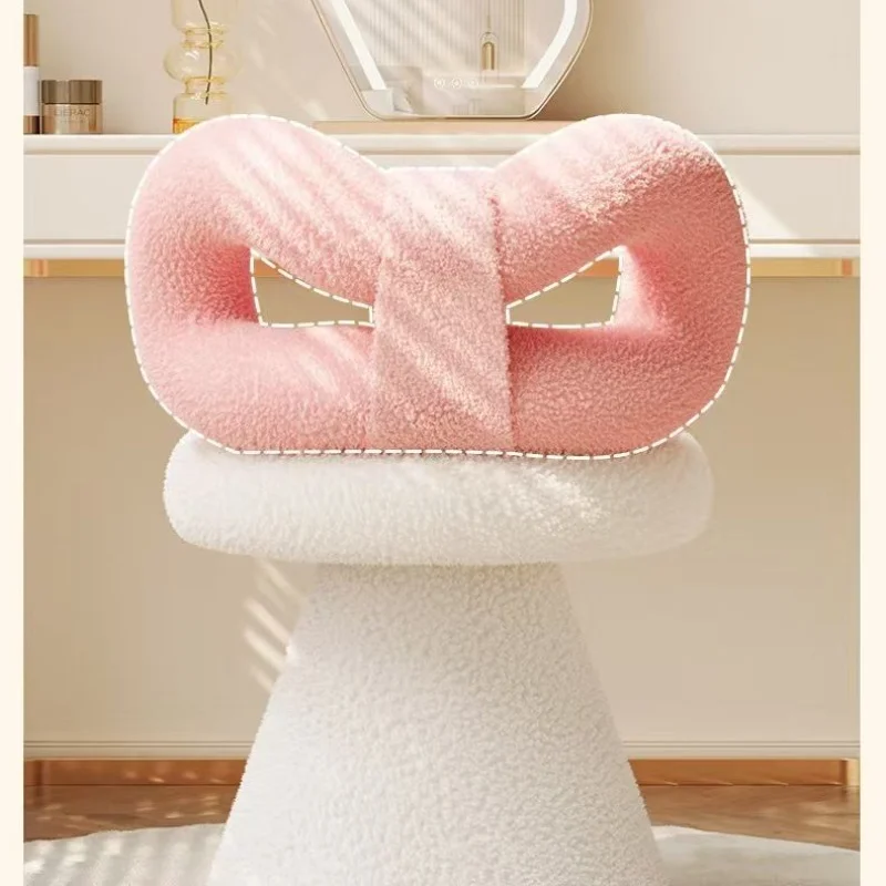 

Стулья для гостиной, экологически чистый милый стул для макияжа, современный вращающийся стул со спинкой и бантом, мягкая овечья шерсть, нетоксичный для туалетного столика в спальне