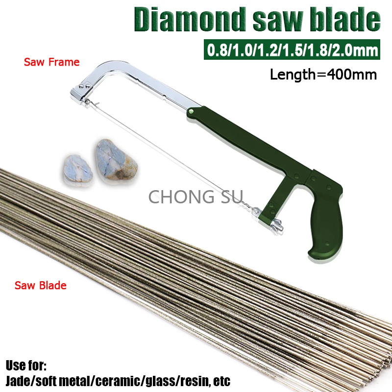 

1-50pcs Diamond Metal Wire Saw Blade Cutter Cutting Tools For Jade Amber Metal Wood Ceramic 0.8/1.0/1.2/1.5/1.8/2.0mm L=400mm