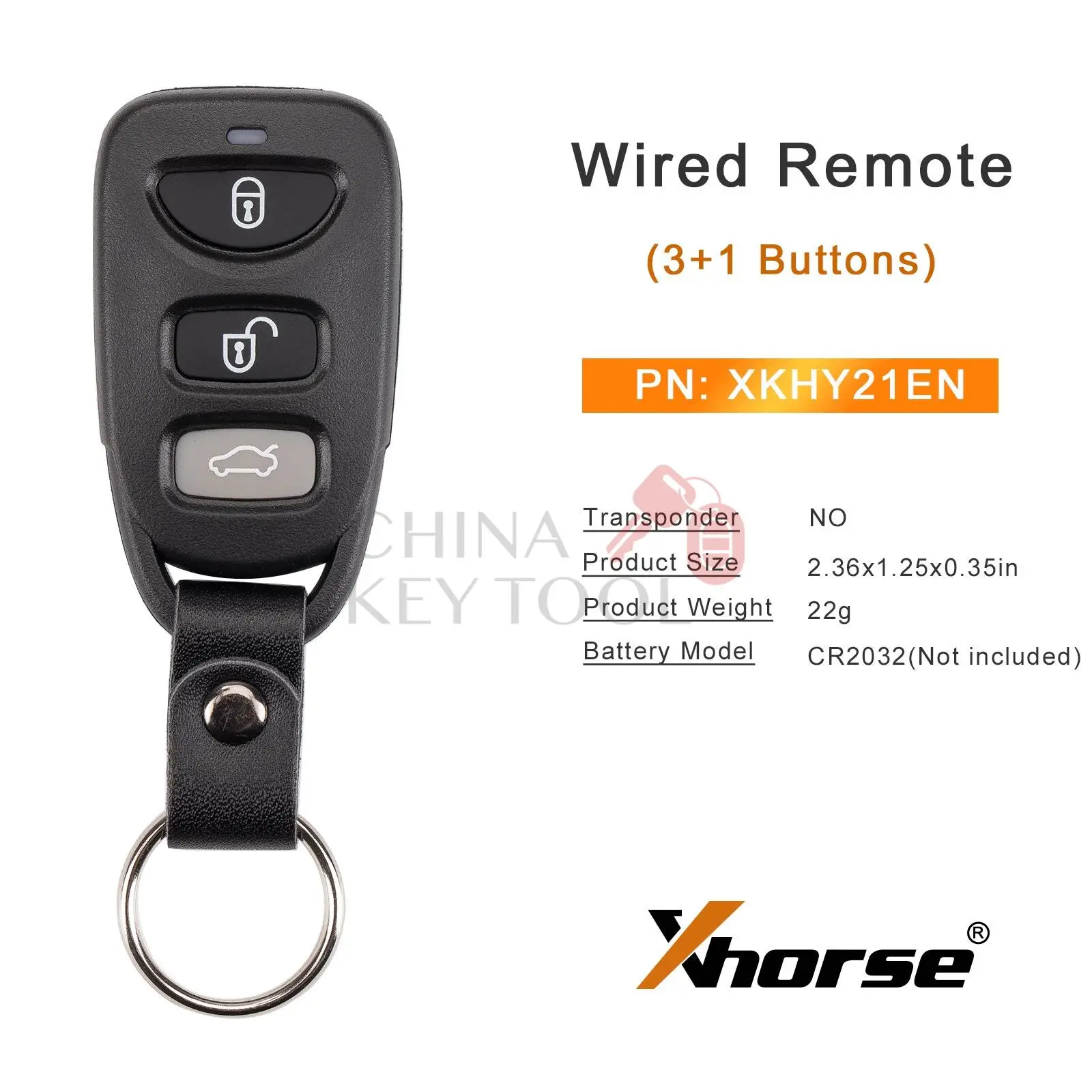 Xhorse XKHY21EN Chiave telecomando a filo di seconda generazione 3 + 1 pulsanti per tipo Hyundai