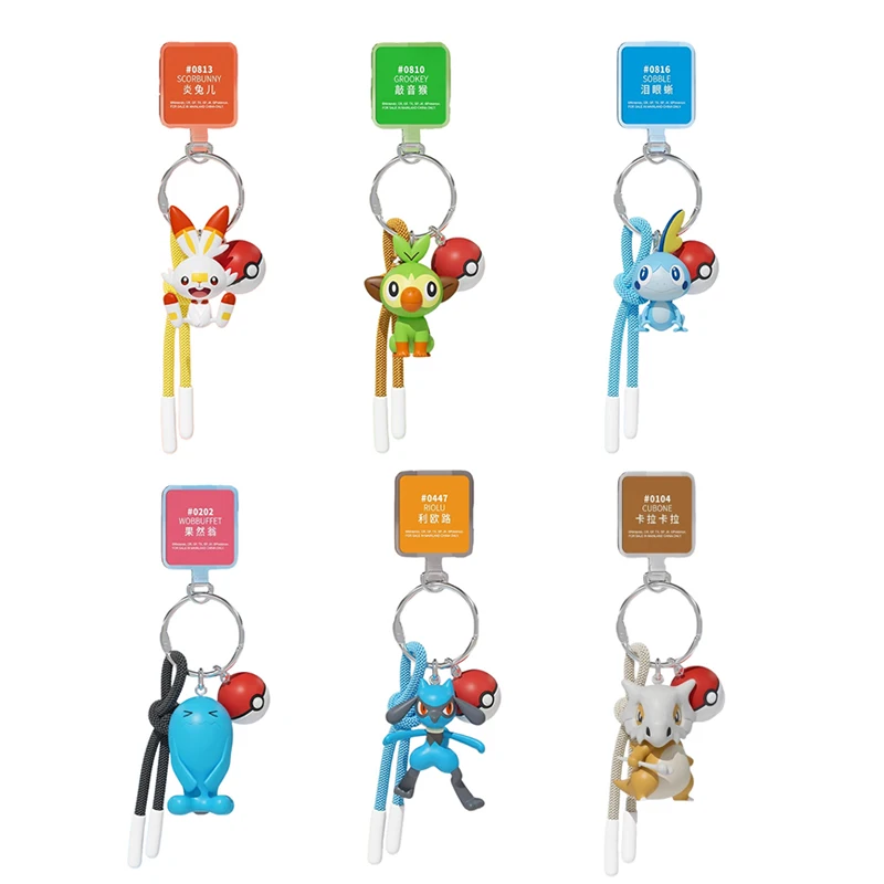 Véritable Pokemon Scorbunny porte-clés Grookey Riolu Sobble Wobbuffet Cubone Anime figurine jouet porte-clés parfum pendentif cadeau
