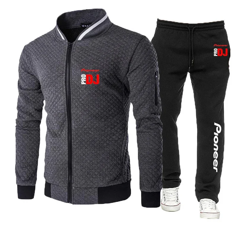 DJ Pioneer PRO 2024 Men's New Casual Sports Hooded Round Neck Sweater + Pants 2-Piece Set Jogging Jacket Zip Cardigan Sport Suit