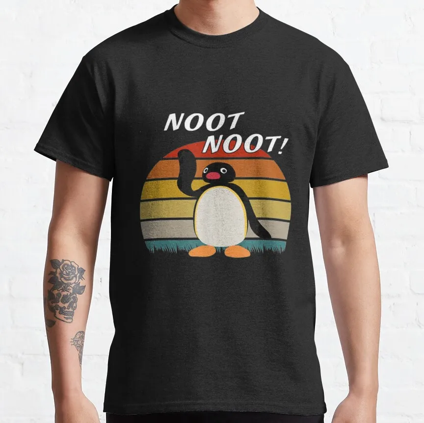 

Noot Noot Penguin Retro 80s cartoon graphic t shirts Funny Penguin Lover Gift t shirt for men 100% cotton tee arge size tops