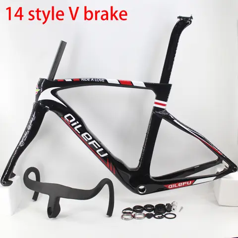New 700C Fully hidden line Road Bike Glossy Matt 1K Full Carbon Fibre Bicycle Frame carbon V Brake Frame Handlebar Fork lightest