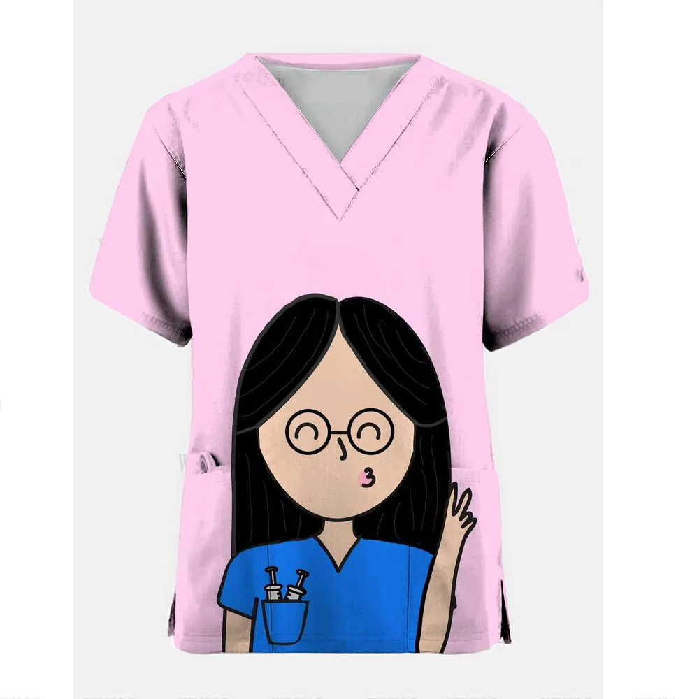 Vestidos cirúrgicos hospitalares, tops de manga curta, acessórios de enfermagem, vestidos de médico, uniformes médicos femininos, trabalho elástico fosco