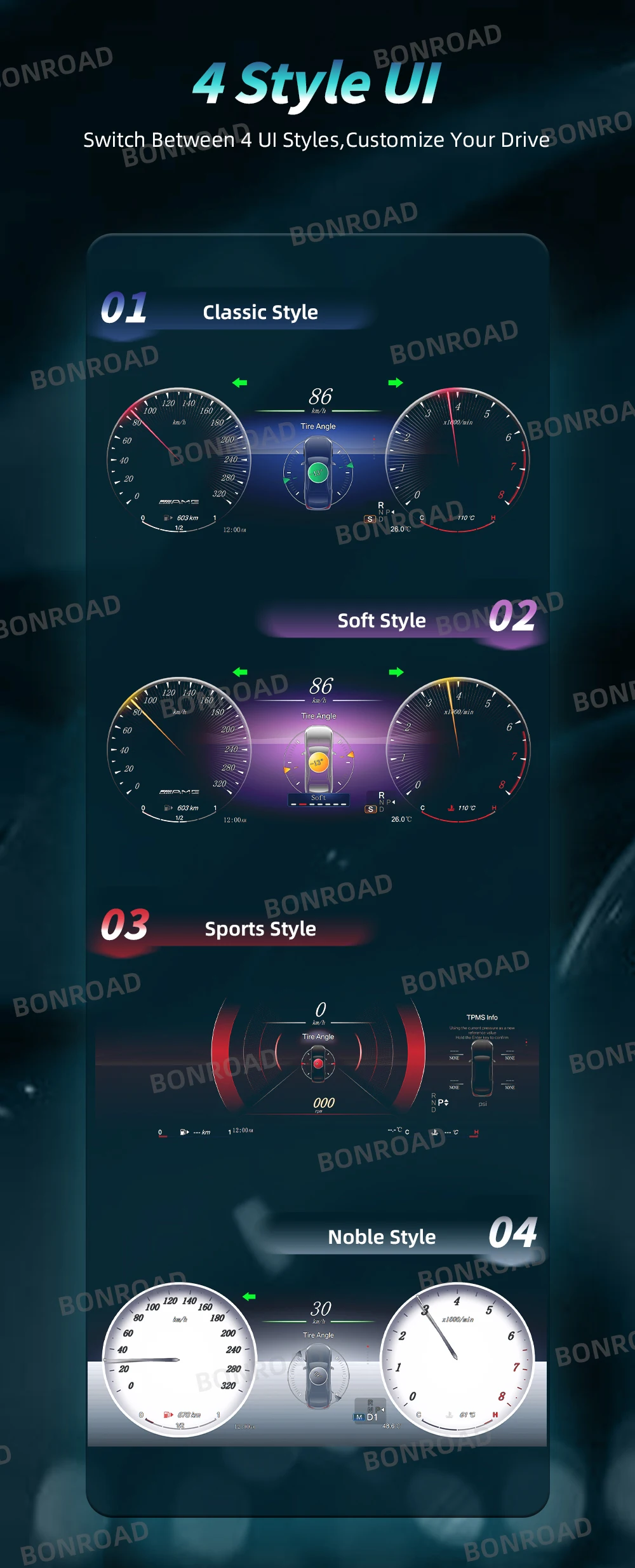 BONROAD 12,3'' Digitales Auto-Armaturenbrett für Benz C-Klasse GLC W205 W253 2015-2018 Tachometer Virtuelles Cockpit Instrumentencluster – Detail 5