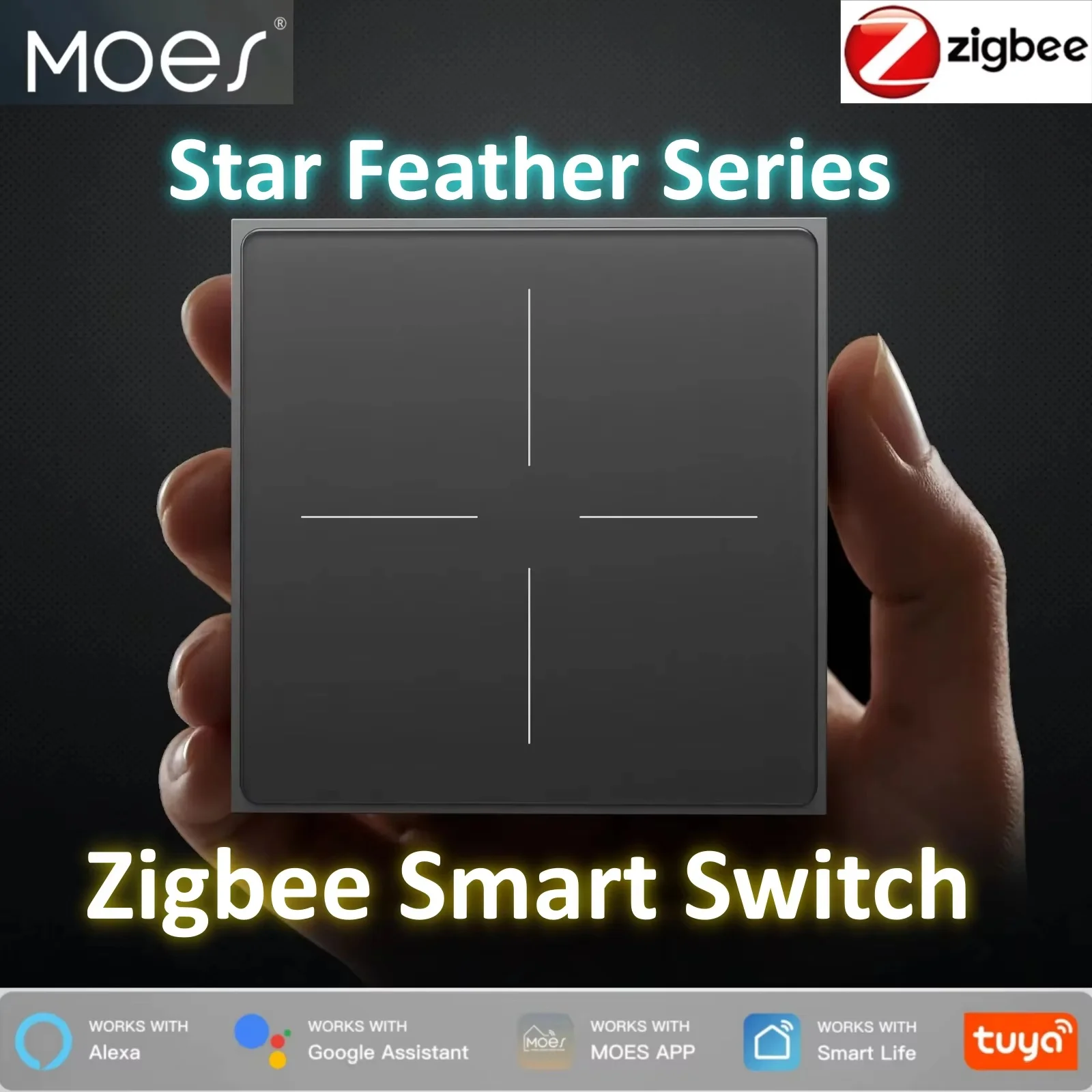 Moes ZigBee Wall Touch Smart Light Switch 2in1 APP Remote Control With Smart Life Tuya Home Assistant Compatible Alexa Google