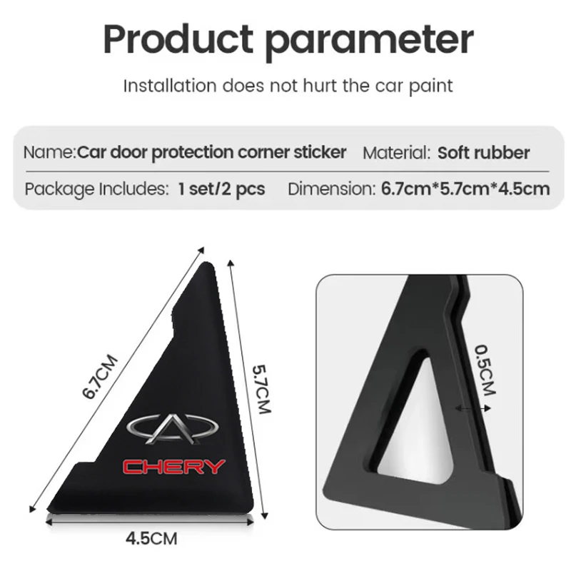 Cubierta de esquina de silicona para puerta de coche, Protector de parachoques antiarañazos para Chery Tiggo 2 3 4 5 6 7 8 3X 5X Pro T11 Arrizo 6 3 Eastar, 2 piezas