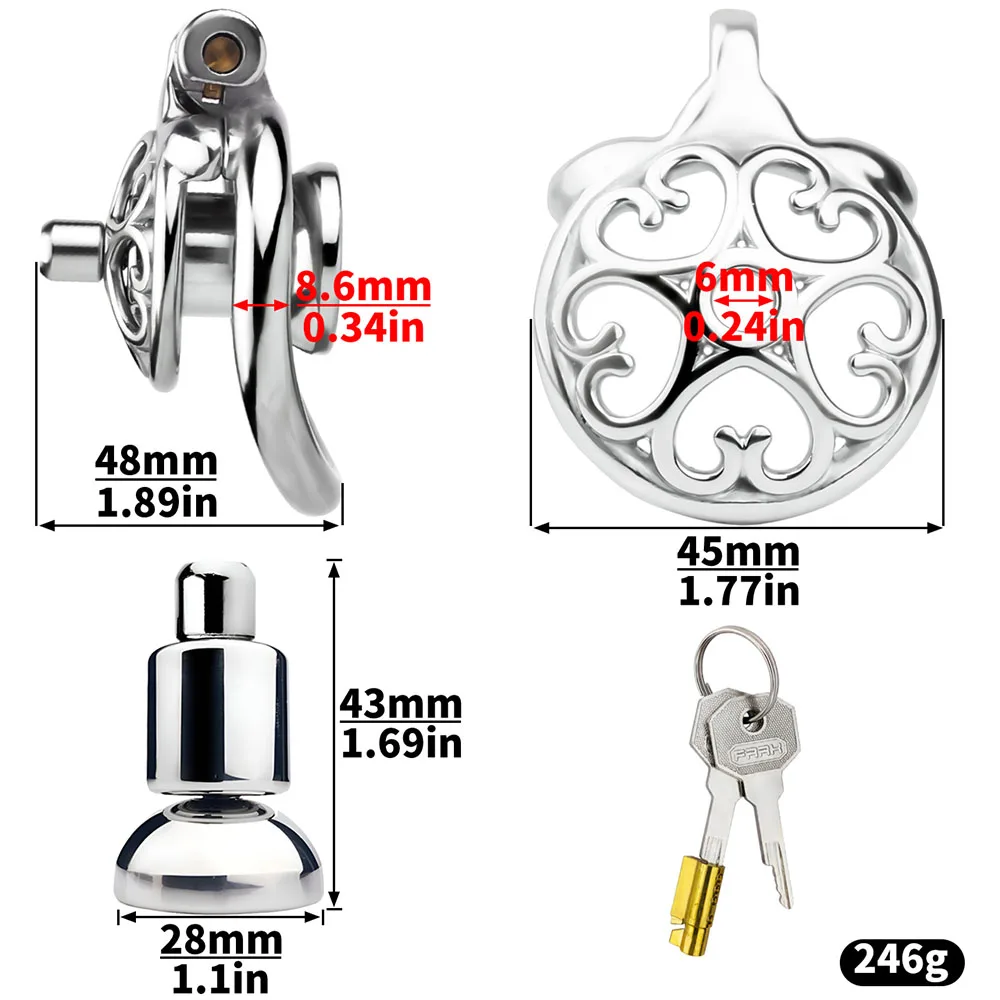 FRKO Flat Penis Lock Cage Inverted Chastity Cage Stainless Steel Detachable Urine BDSM 성인용품 Sex Toys For Sissy Men Slave Games - view 5