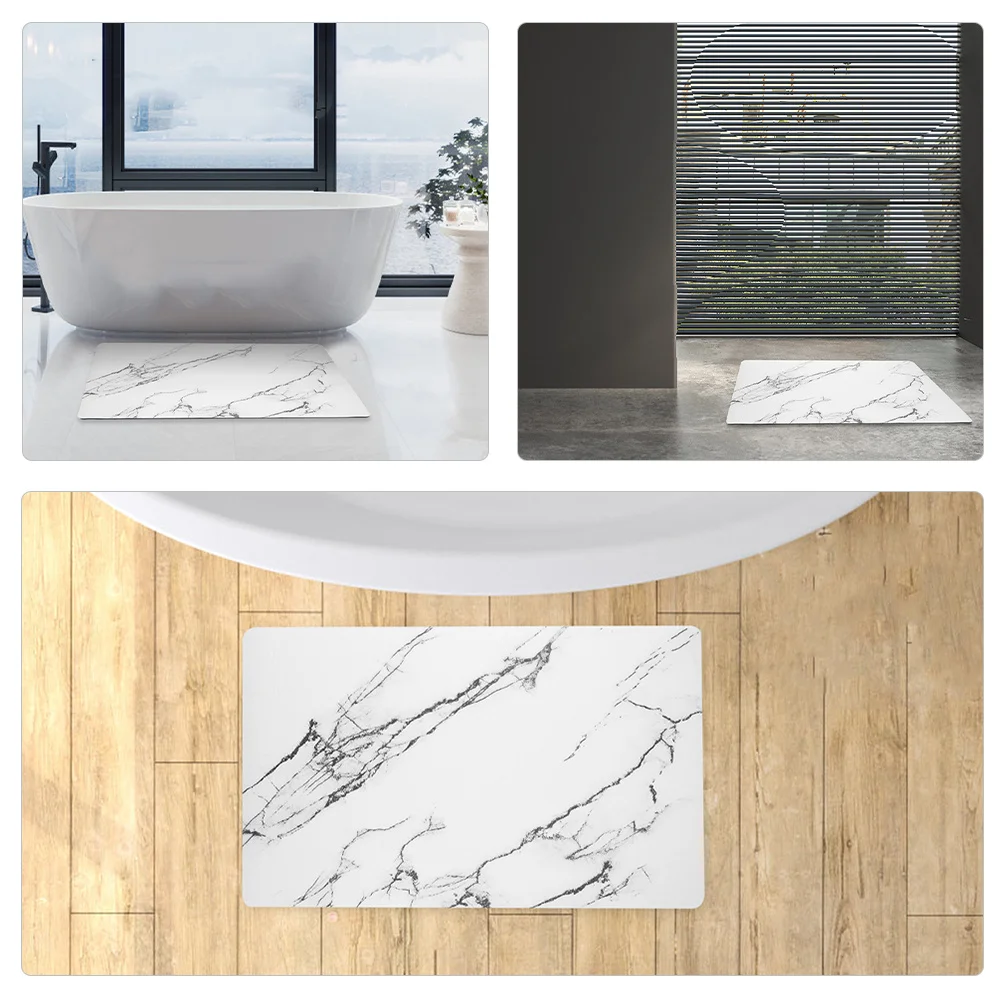 

Marble Design Bathroom Floor Mat Non Slip Water Absorption Shower Rug for Entryway Fast Drying Ground Mat Home Hotel Bathroom