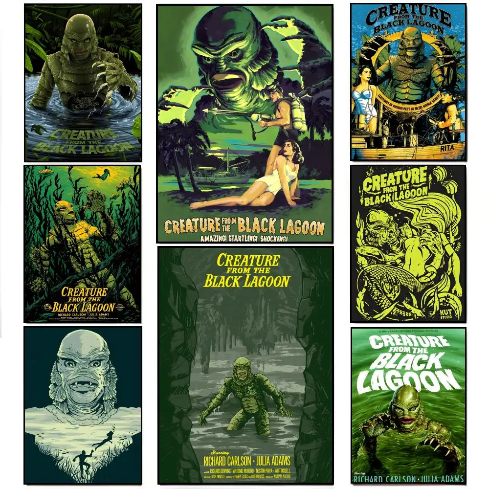 vintage horror creature C-Creature From The Black Lagoon Poster HD  Waterproof Wall Sticker Bar Living Room Decor Gift