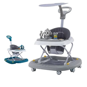 Baby walker with wheels is suitable for children to learn to walk balance to music to prevent falling while walking