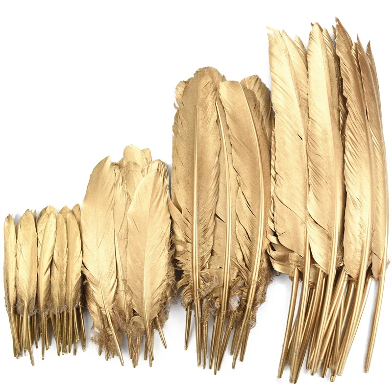 Gold Silver Goose Feathers for Crafts Duck Turkey Feather Decor Hats Festival Jewelry Handicrafts Decoration Wedding Accessories