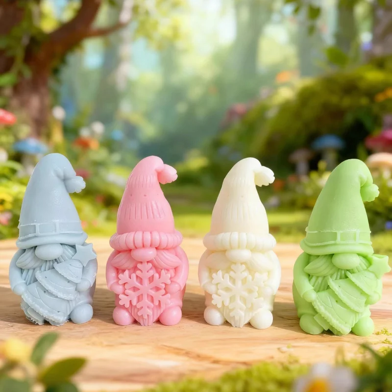 

4pcs Christmas Gnome Silicone Mold with Snowflake & Tree - DIY Candle, Resin & Baking Decor