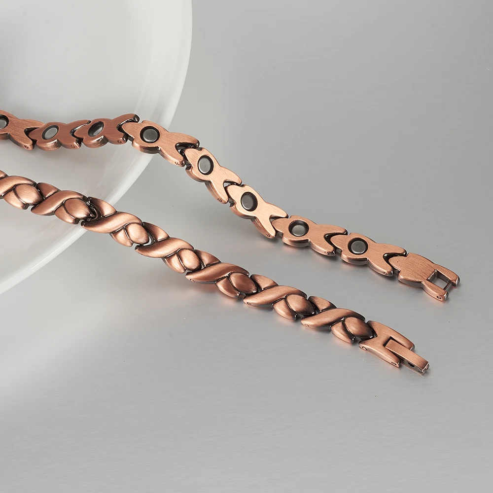 Pure Copper Long Necklace Chain Link Magnetic Health Energy 53cm High Magnet Therapy Arthritis Pain Relief Jewelry for Women Men