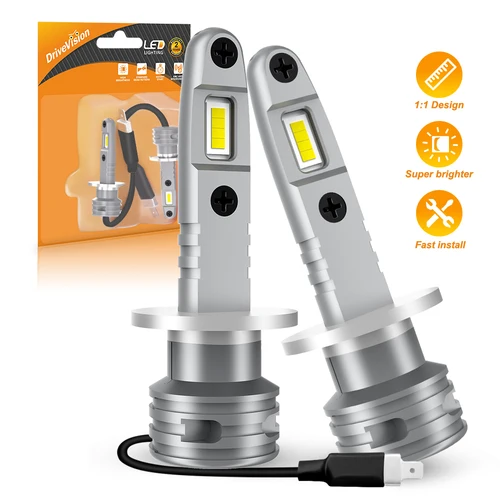 Imagen 1 del producto DRIVEVISION-faro delantero LED para coche, Bombilla canbus superbrillante, 9005 K, 12V, 2 piezas, H1, H7, H3, H4, H11, HB4, HB3, 9006, 6500