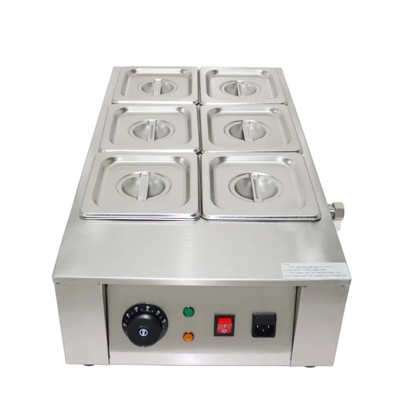 NF 6-Cylinder Chocolate Melter, 2L*6 Electric Food Warmer, Stainless Steel Candle Temperature Controller, Commercial 220V/110V