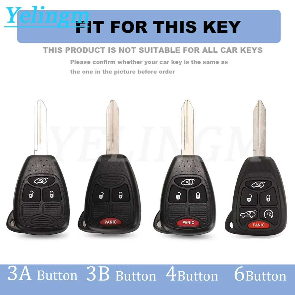 3/4/6BT Car Key Case for Dodge Avenger Caliber for Jeep Patriot Cherokee Compass for Chrysler Pacifica 300C Voyager Cover Holder
