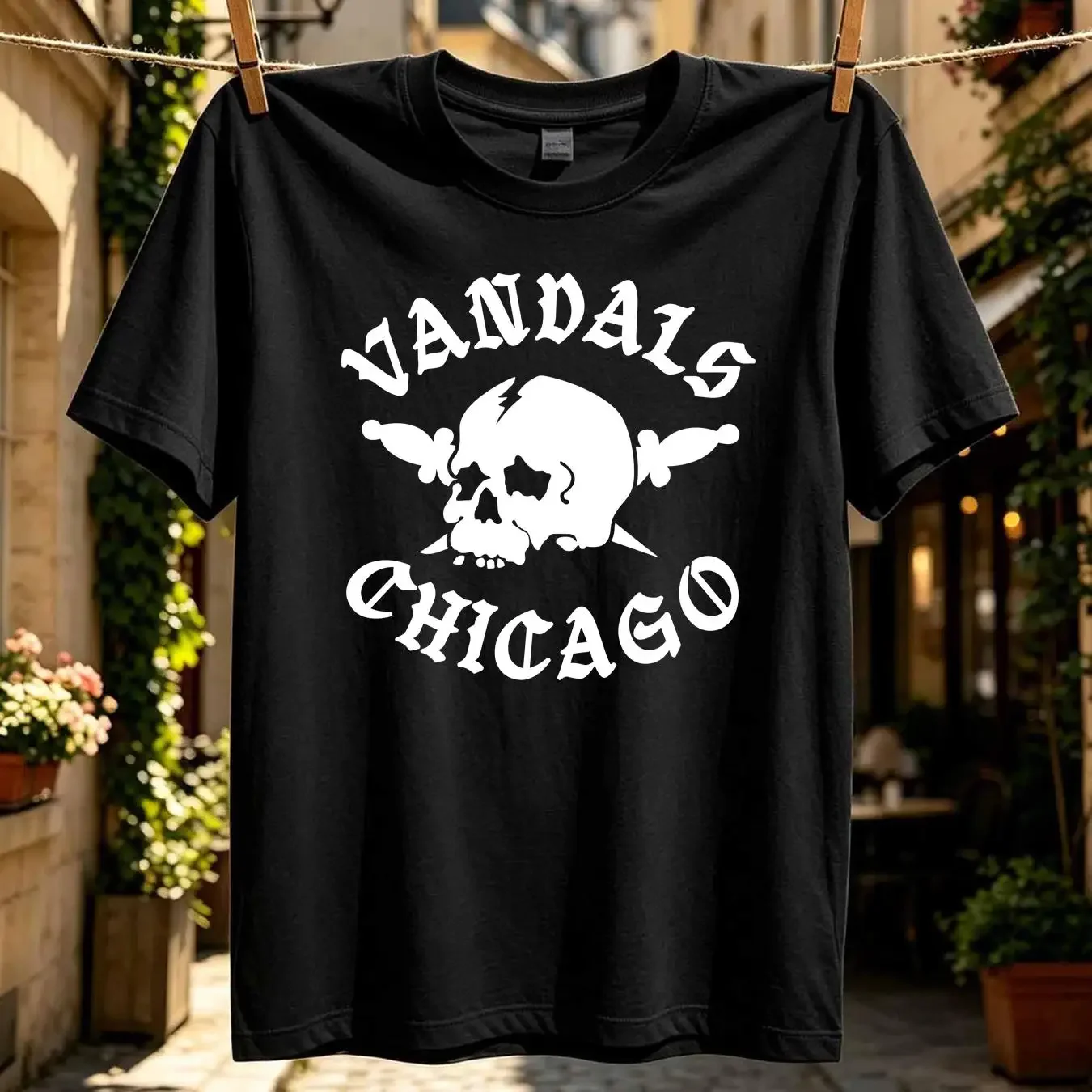 washed T Shirt The Bikeriders Vandals Chicago Biker Gang Motorcycle Club Logo Mens All Sizes And Colours long or short sleeves