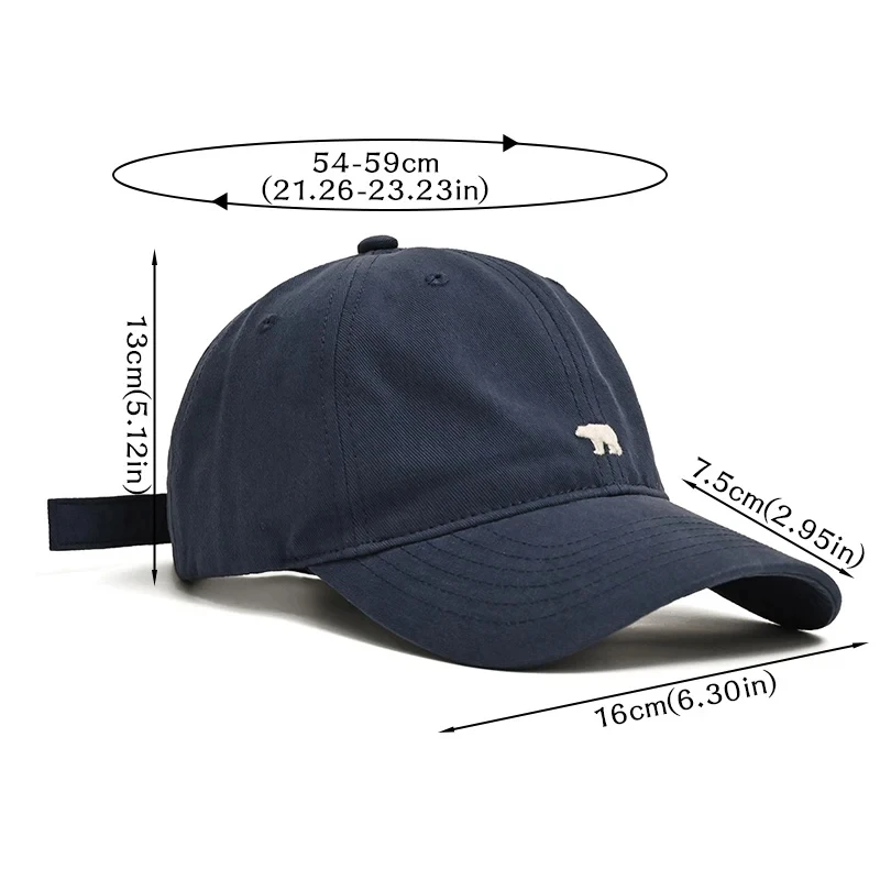 Fashion Baseball Cap for Women and Men Embroidery Polar Bear Hip Hop Snapback Caps Cotton Sun Hats Unisex Solid Color Visor Hats