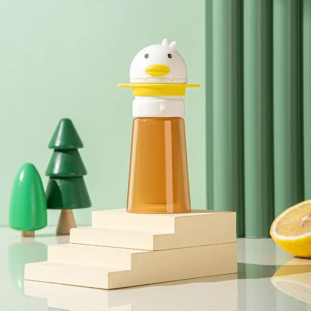 Cartoon Duck Baby Water Bottle Cap with Shoulder Strap Silicone Straw Bottle Replacement Lid Twist Cover Cap Straw Lid