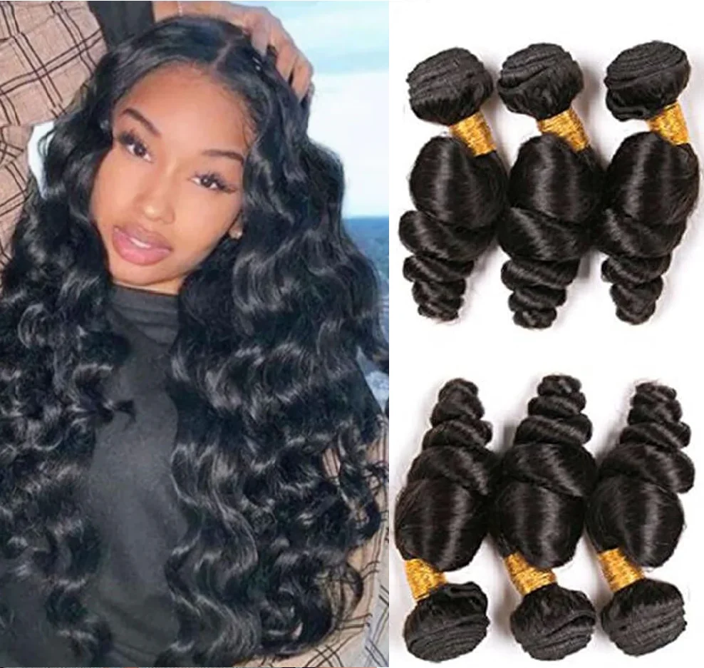 

15A Loose Wave 100% Human Hair Bundle Peruvian Raw Virgin Hair 30 32 Inch Loose Deep Wave 1/3 Bundles Weave Hair Extensions
