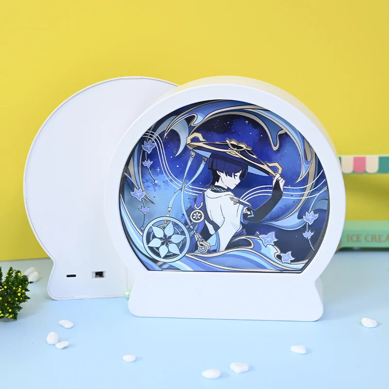 Anime Game Genshin Impact Scaramouche Cosplay Paper Carving Night Light Bedside Lamp Ornament Birthday Xmas Gift