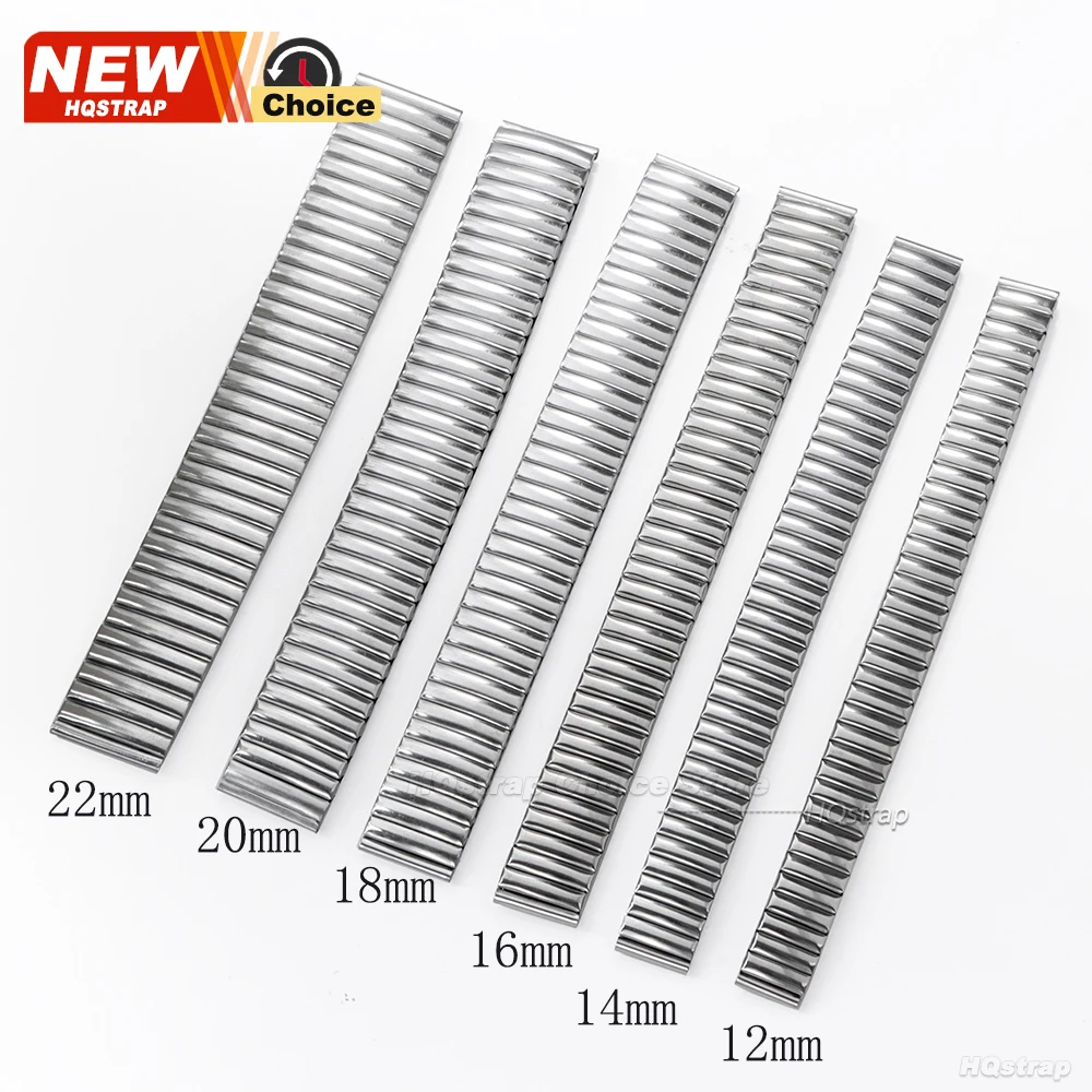 New Elastic Strap 12mm 14mm 16mm 18mm 20mm 22mm Stainless Steel Watch Band Women Men Bracelet Expansion Wristband Silver Gold image 4