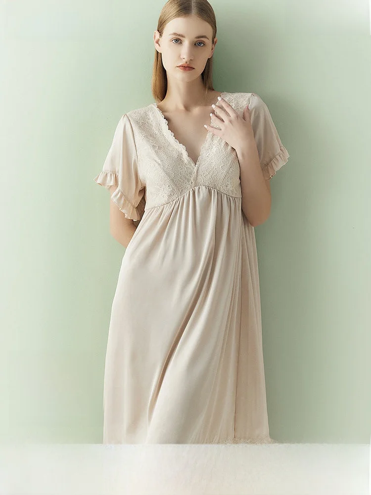 women's-spwear-ort-sve-deep-v-ne-lace-breathable-comfortable-sensual-home-clothes-gainreel-casual-home-sle