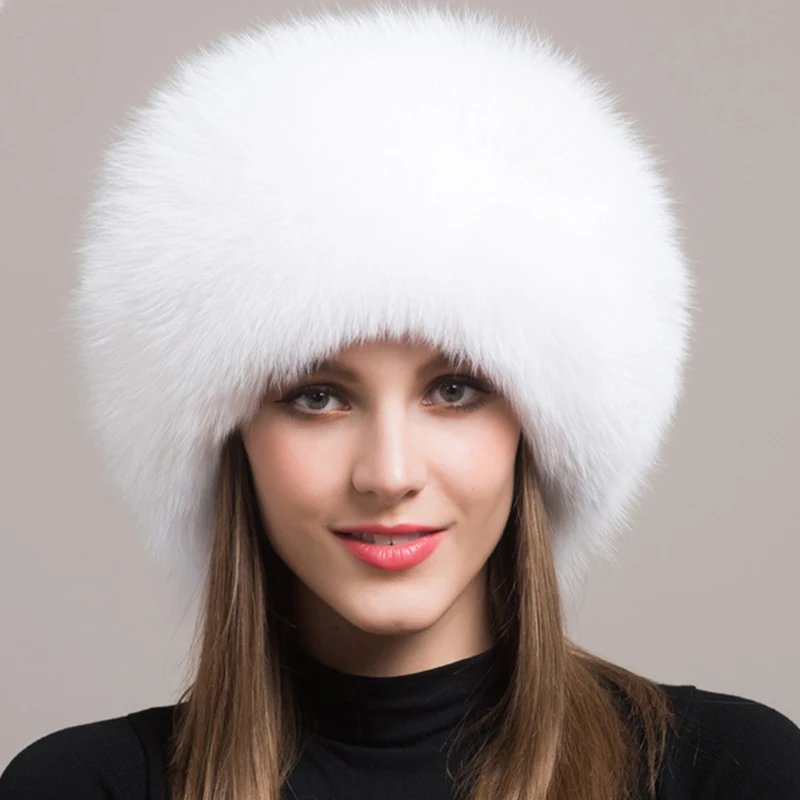 Fashion New Style Luxury Winter Russian Natural Real Fox Fur Hat 2024 Women Warm Good Quality 100% Genuine Real Fox Fur Cap