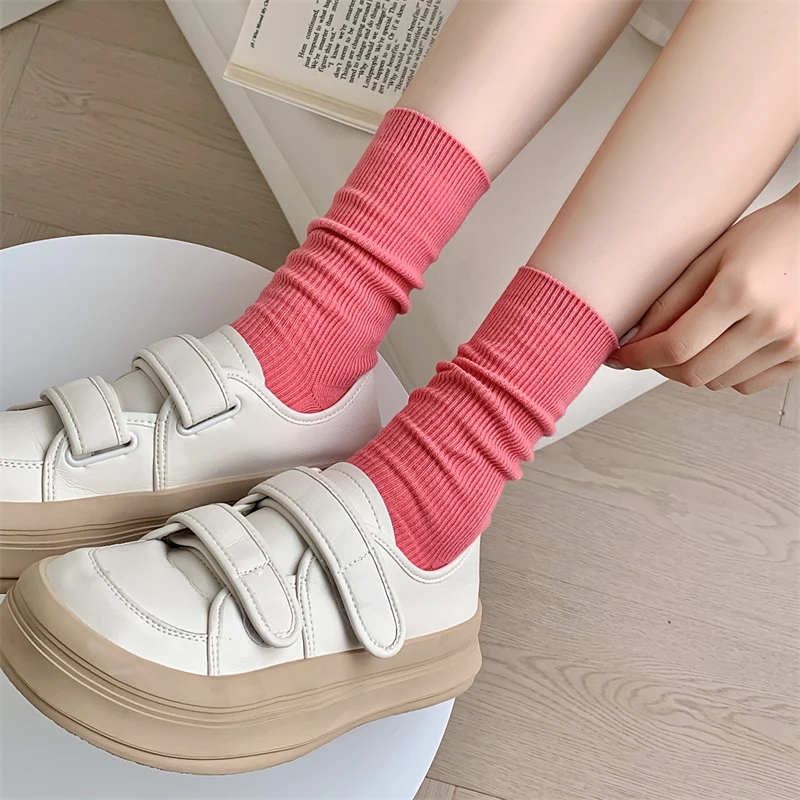 New Socks For Women Cotton Breathable Plain Basic Simple Girls Crew Socks Casual Candy Color Comfortable Fresh Colorful Socks