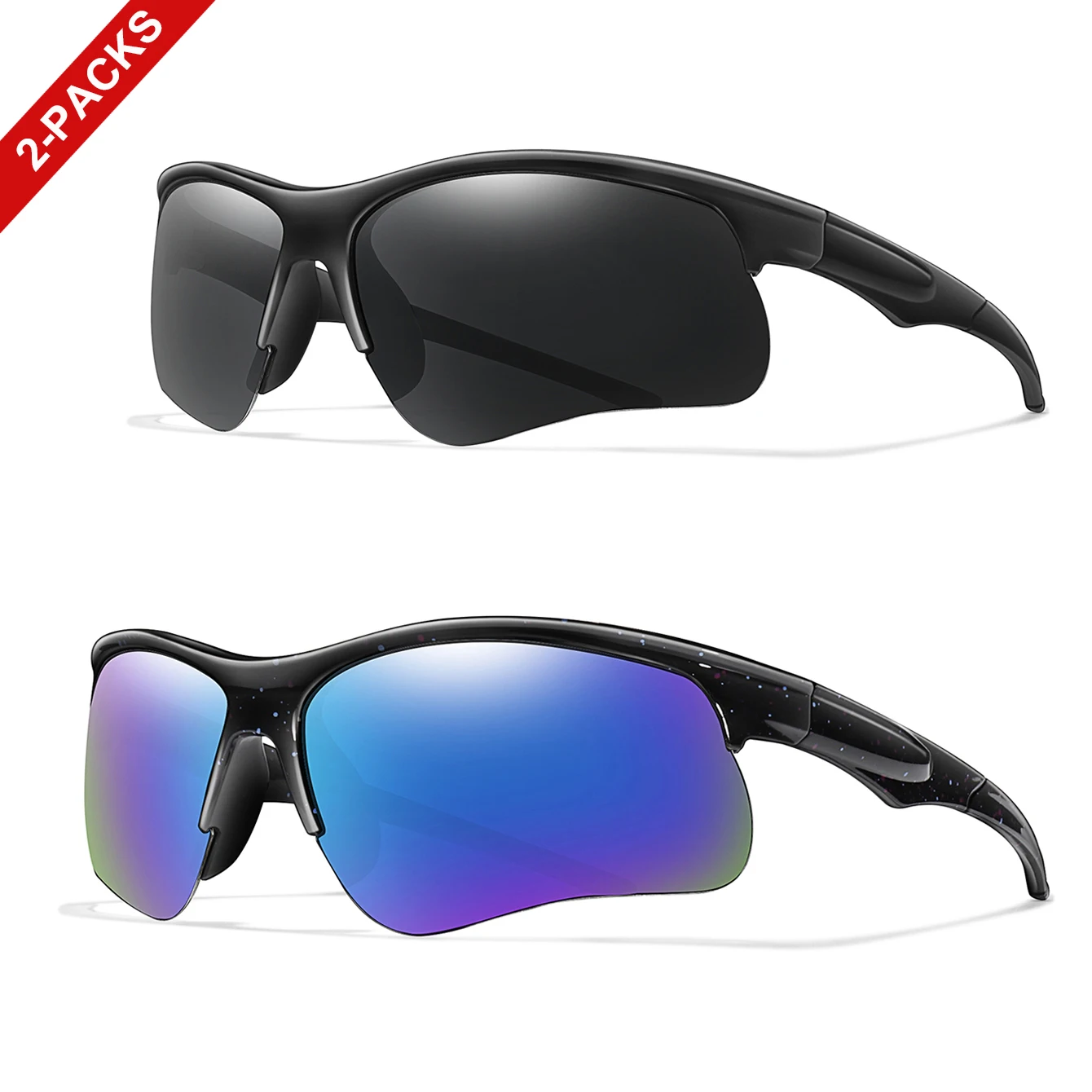 2er-Pack modische Sonnenbrillen für Herren und Damen, Outdoor-Sport, Fahrradbrillen, Laufen, Wandern, Fahren, bunte Brillen, UV400