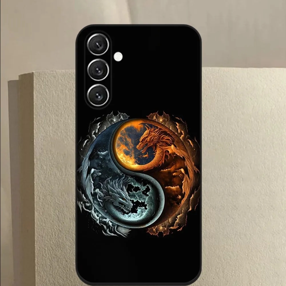 Japanese Art Dragon Yin Yang   Phone Case For Samsung Galaxy A13,A21s,A22,A31,A32,A52,A53,A71,A80,A91 Soft Black Cover