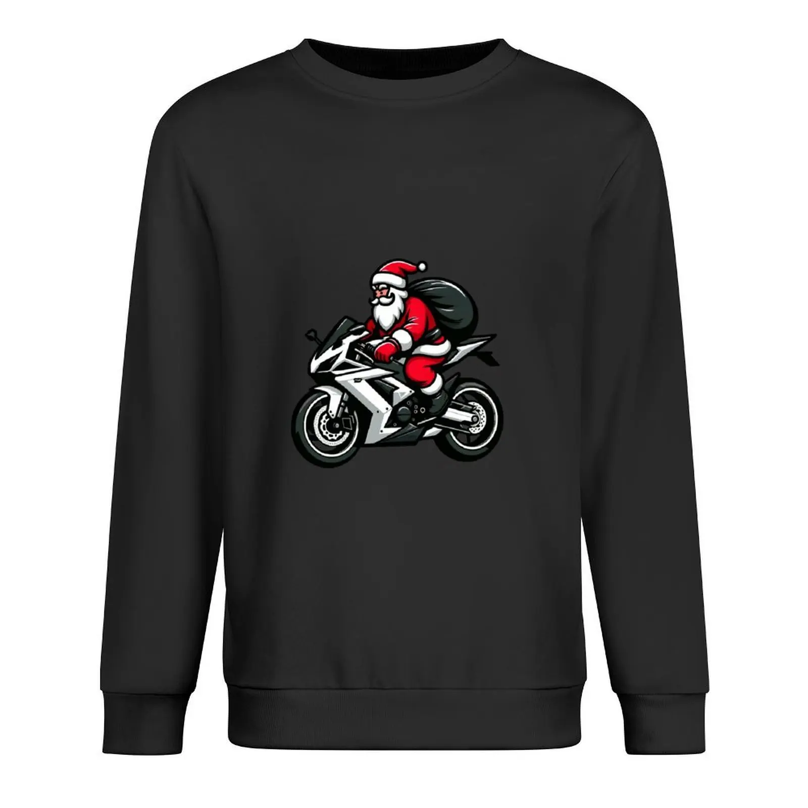 

Santa's Ride - High-Speed Holiday Spirit Motorcycle Santa Die-Cut Sticker Pullover men's clothes male clothes pullover