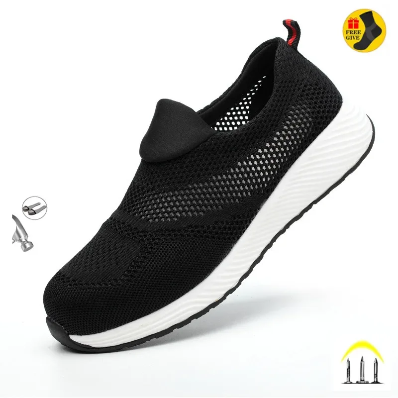 New 2022 Summer Breathable Men Casual Shoes Steel Toe Cap Indestructible Safety Working Shoes Outdoor Men Footwear