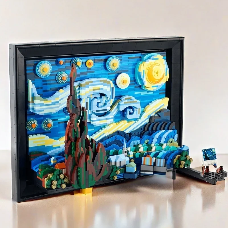 2316PCS Ideas Vincent Van Gogh The Starry Night Painting Building Blocks Art Craft Assemble Bricks Toys Gift For Adult Kids