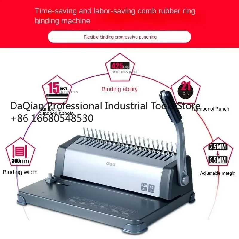 K2sDeli 3872 High Quality Manual Punching Machine Comb Type Financial Binding Rubber Ring Clamp Comb Binding Machine