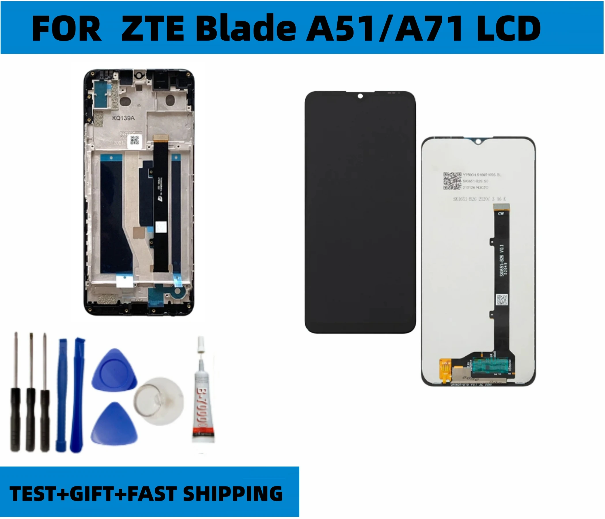 Lcd 6.52 inci untuk ZTE Blade A51 2021 layar sentuh, rakitan Panel Digitizer untuk ZTE Blade A71 2021 A7030 LCD