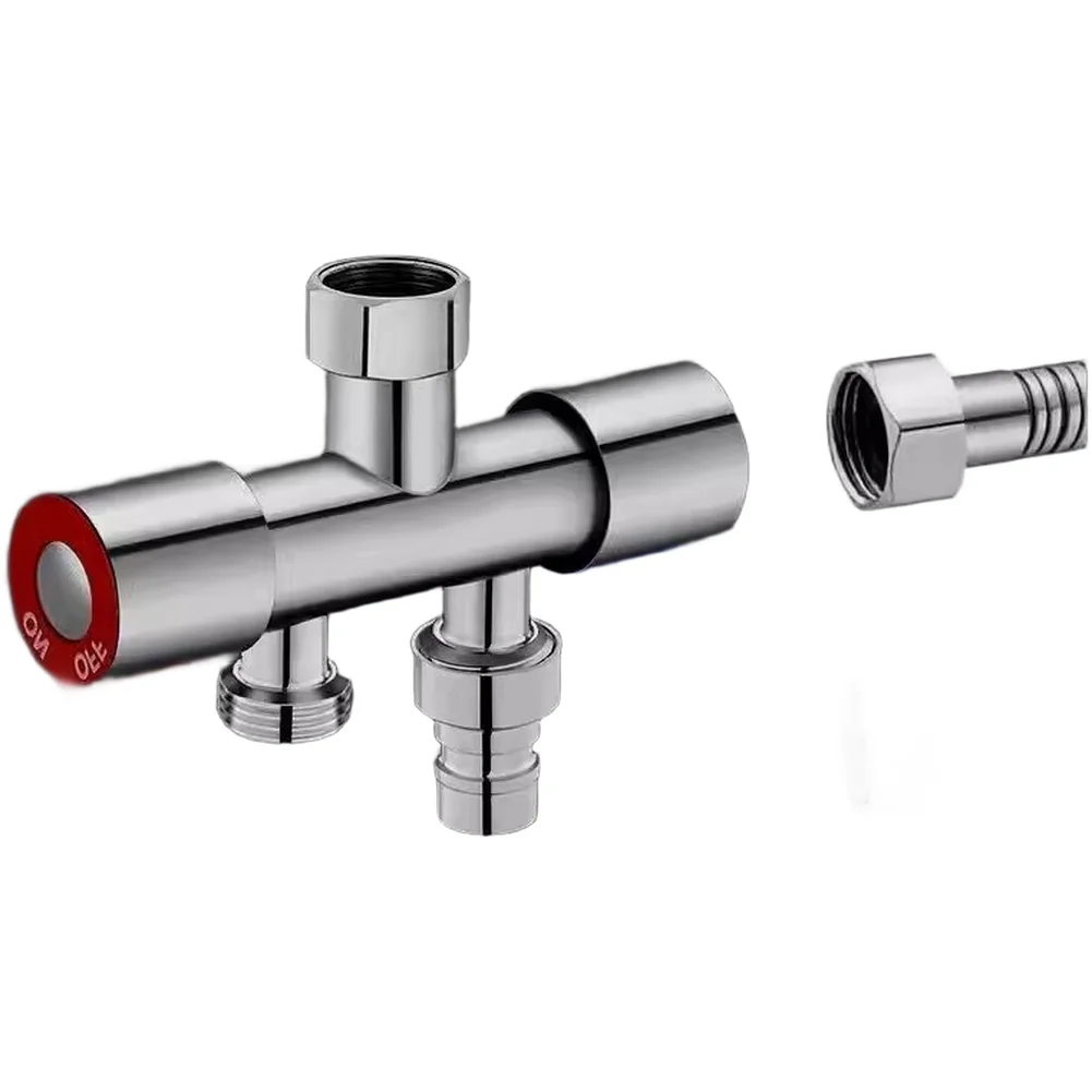 Washing Machine Faucet Splitter 1 Inlet 2 Outlet Stainless Steel with 46 Interfaces for Kitchen and Laundry Use
