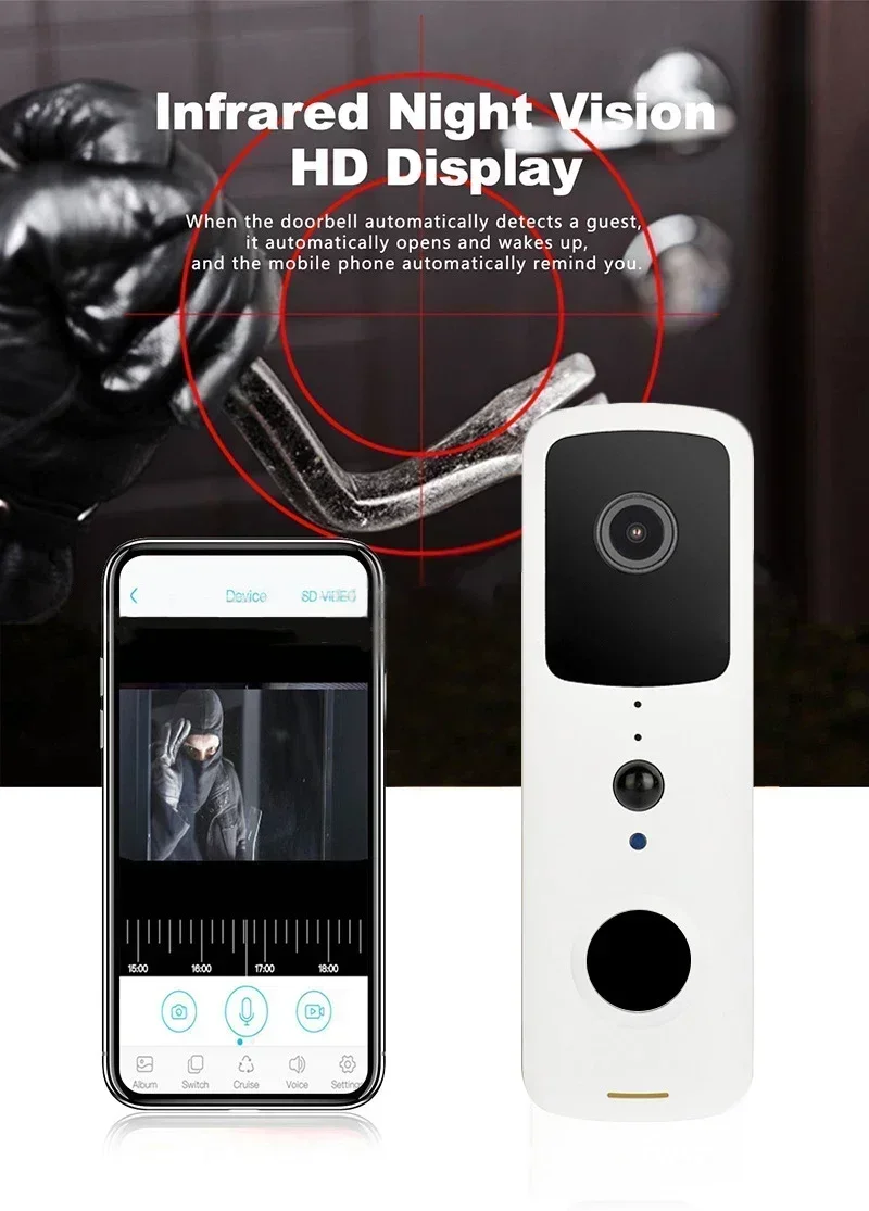S58bbd1d016bf43178c779b2a22b820ebg Smart Video Doorbell Waterproof Night Vision Door Viewer 1080P FHD Camera Digital Visual Intercom WIFI 2.4G Tuya Door Bell