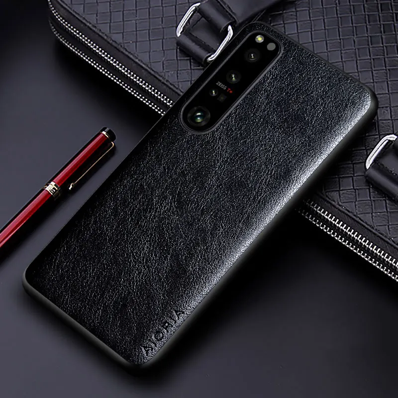 Luxury PU leather Case for Sony Xperia 1 5 10 Ace IV III V II 2 XZ4 XZ3 Pro-I Business solid color phone cover Soft TPU&Hard PC